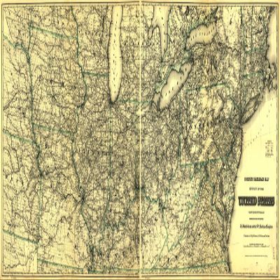 10" x 24" 1883 Coltons Railroad Map of Part of The United States North of The 37th Parallel Embracing The Country Between The Atlantic Ocean & The 96th Meridian of Longitude
