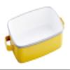 365methods YY-HM.Y Fuji Enamel Oven Dish, Yellow x Light Gray, Shallow Type, Size M, 0.4 gal (1.6 L) view 1