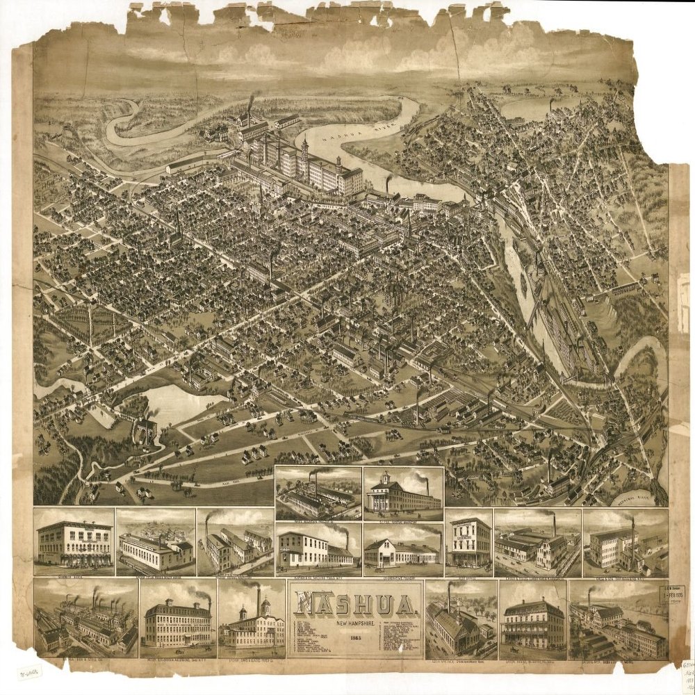 18" x 24" 1883 Map of Nashua New Hampshire