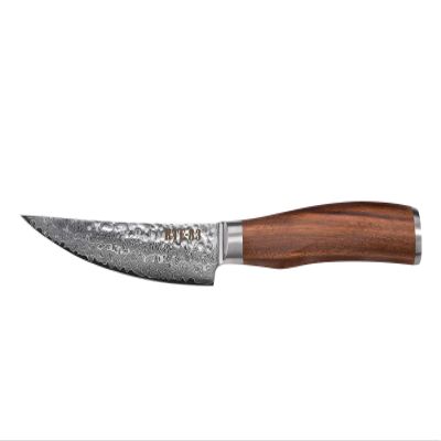 Route83 Signature The Bone Set of 4 Handmade Hammered Damascus Stainless Steel American Walnut Wood Handles