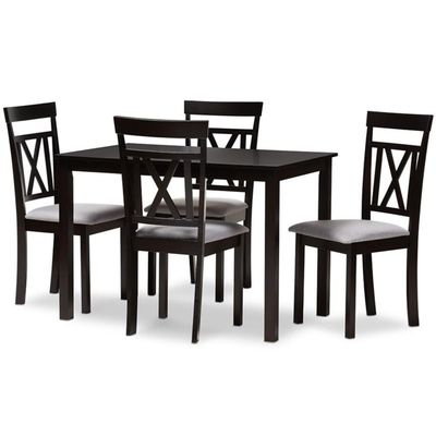 Baxton Studio Rosie 5 Piece Dining Set in Brown and Grey