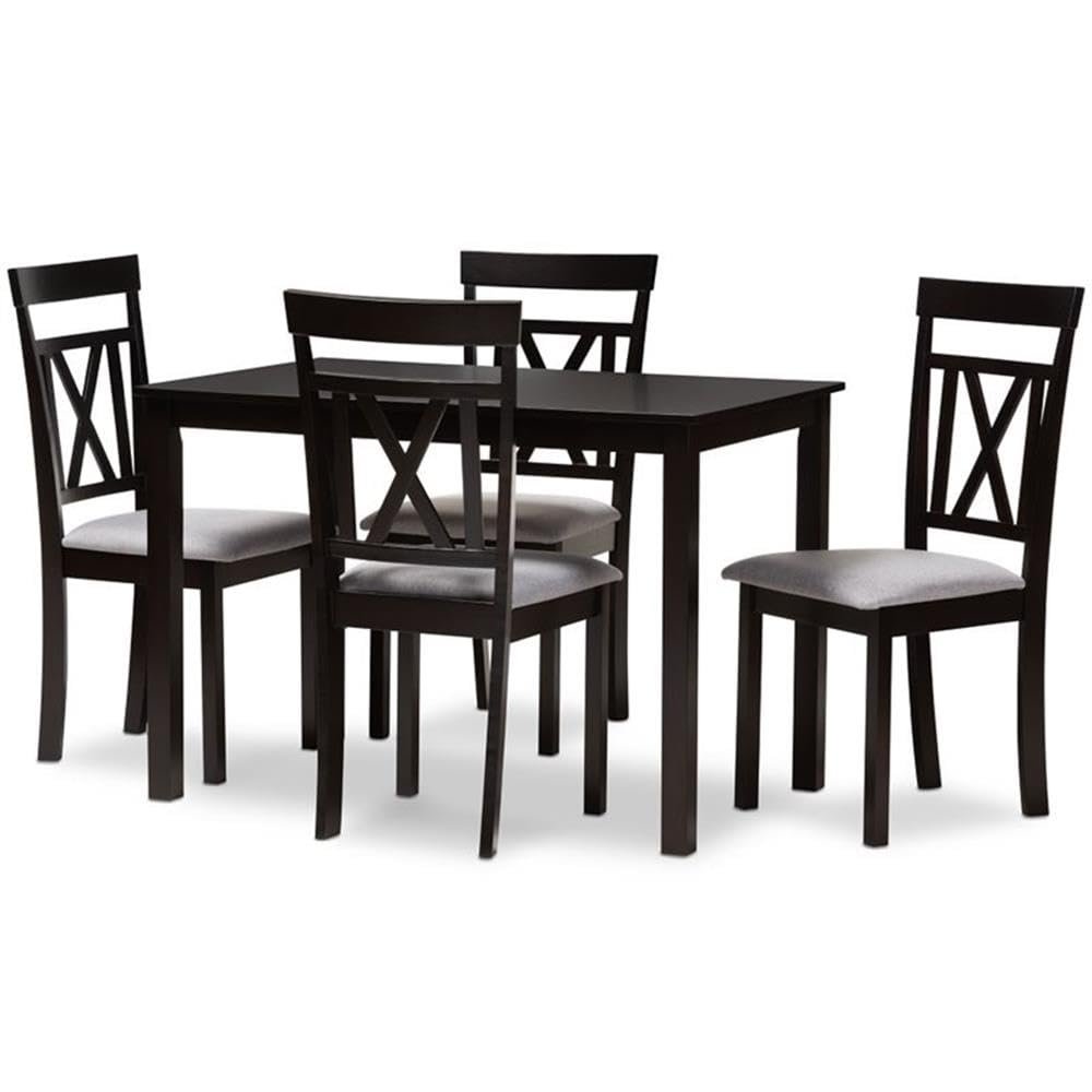 Baxton Studio Rosie 5 Piece Dining Set in Brown and Grey