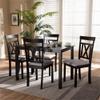 Baxton Studio Rosie 5 Piece Dining Set in Brown and Grey view 2
