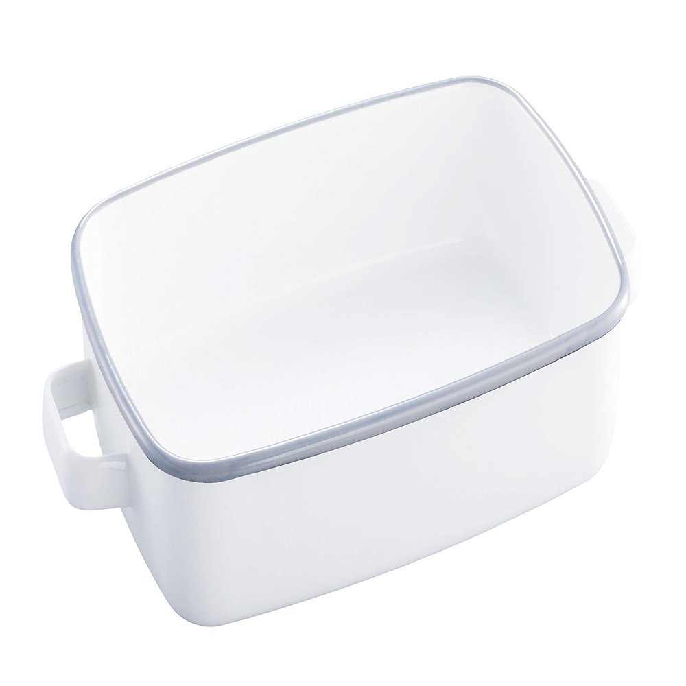 365methods YY-HM.W Fuji Enamel Oven Dish, White x Light Gray, Shallow Type, Size M, 0.4 gal (1.6 L)