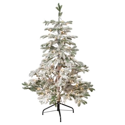 Real Touch Pre-Lit Flocked Whistler Noble Fir Artificial Christmas Tree - 4.5' - Clear Lights