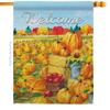 Pumpkin Patch House Flag Falltime Harvest Autumn Scarecrow Pumkins Sunflower Leaves Season Autumntime Gathering Small Decorative Gift Yard Banner Double-Sided Made In USA 28 X 40 view 1