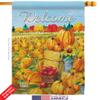 Pumpkin Patch House Flag Falltime Harvest Autumn Scarecrow Pumkins Sunflower Leaves Season Autumntime Gathering Small Decorative Gift Yard Banner Double-Sided Made In USA 28 X 40 view 2