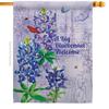 Bluebonnet Welcome House Flag Garden Floral Sunflower Tulip Rose Orchid Lilies Season Springtime Flower Wreath Small Decorative Gift Yard Banner Double-Sided Made In USA 28 X 40 view 1