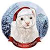 Holiday Pet Gifts White Ferret Dark Eyes Santa Hat Porcelain Ornament view 1