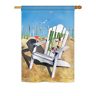 Beachside Happy Hour House Flag Beverages Party Drinks Celebrate Fun Summer Beach Tropical Small Decorative Gift Yard Banner Double-Sided Made In USA 28 X 40