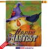 Happy Harvest Scarecrow House Flag Falltime Autumn Pumkins Sunflower Leaves Season Autumntime Gathering Small Decorative Gift Yard Banner Double-Sided Made In USA 28 X 40 view 2