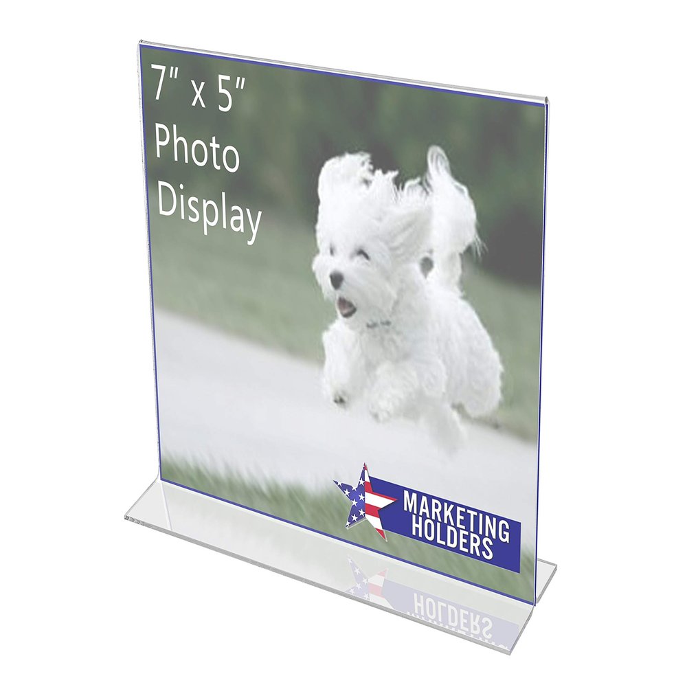 Marketing Holders Sign Holder 7" x 5" Pack of 2 Countertop Literature Flyer Frame Letter Notice Menu Pricing Deli Table Tent Expo Event Display Stand Double Sided Bottom Loading
