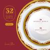 Laura Stein Designer Dinnerware Set | 64 Disposable Plastic Party Bowls | White Wedding Bowl with Burgundy Rim & Gold Accents | Set Includes 32 x 12 oz Soup Bowls + 32 x 5 oz Dessert Bowls | Vintage view 2