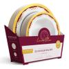 Laura Stein Designer Dinnerware Set | 32 Disposable Plastic Party Bowls | White Wedding Bowl with Burgundy Rim & Gold Accents | Set Includes 16 x 12 oz Soup Bowls + 16 x 5 oz Dessert Bowls | Vintage view 3