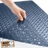 GORILLA GRIP Patented Bath Tub Shower Mat, Machine Washable Bathtub Floor Liner Mats, Suction Cups and Drain Holes to Keep Tubs Clean, Soft on Feet, Bathroom Essentials, 35x16 Inch, Clear Navy view 1