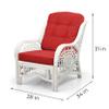Wickerix Malibu Living Set of 2 Chairs Natural Rattan Wicker Handmade with Red Cushions and Round Coffee Table w/Glass, White Color view 2