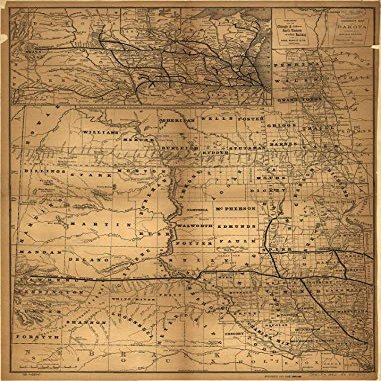 18" x 24" 1882 Map of Dakota Compiled from United States & Territorial Surveys