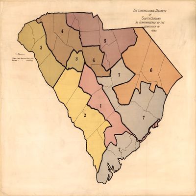 18" x 24" 1882 Map of The Congressional Districts of South Carolina