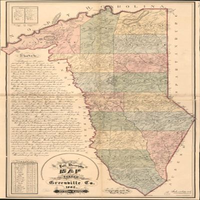 16" x 24" 1882 Full Descriptive Map & Sketch of Greenville County