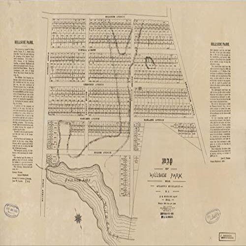 16" x 24"1882 Map of Hillside Park Near Atlantic Highlands New Jersey