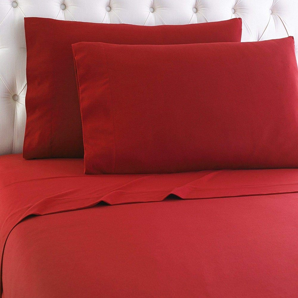 Empire Home Egyptian Collection 100% Cotton Flannel Sheet Set (Red, Full Size)