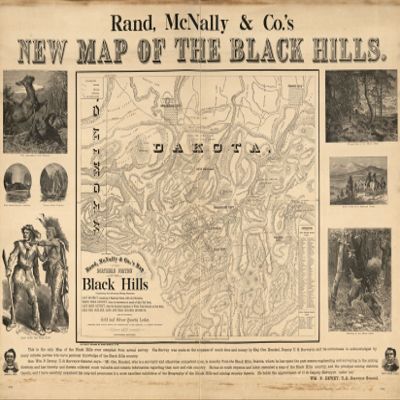 18" x 24" 1877 Rand McNally & Company Map of The Northern Portion of The Black Hills