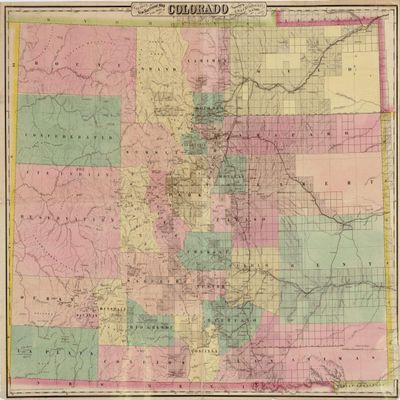 18" x 24" 1878 Colton's New Sectional Map of The State of Colorado