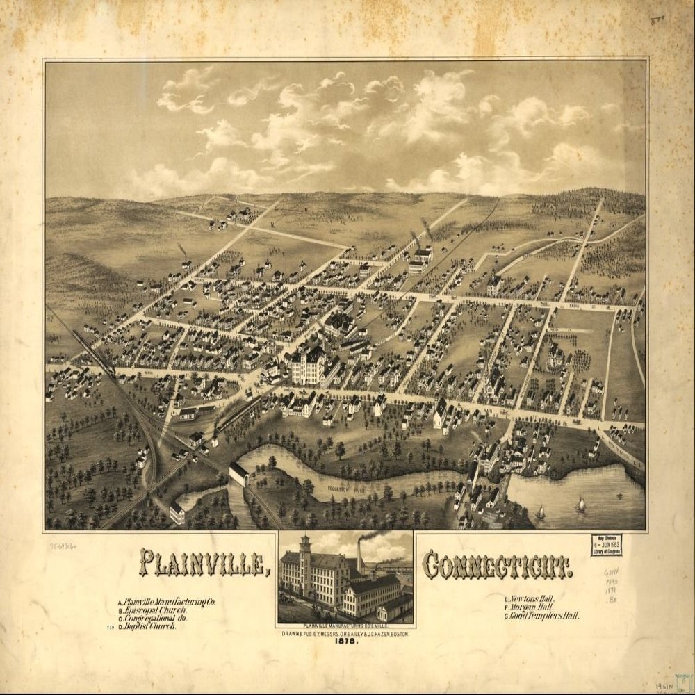 18" x 24" 1878 Map of Plainville Connecticut