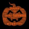 Framed Halloween Pumpkin Typography by Brandi Fitzgerald Graphic Art Print (18x18) view 1