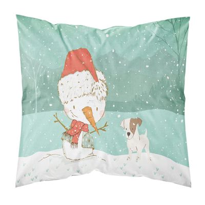 Caroline's Treasures CK2090PILLOWCASE Jack Russell Terrier Snowman Christmas Fabric Standard Pillowcase Lightweight Super Soft Easy Care Decorative Artwork Pillowcase, Standard