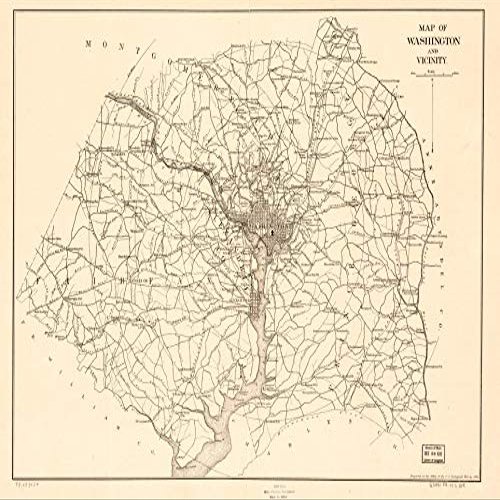18" x 24" 1882 Map of Washington & Vicinity