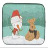 Caroline's Treasures CK2078DDM Airedale Terrier Snowman Christmas Dish Drying Mat Absorbent Dish Drying Mat Pad for Kitchen Counter Dish Drainer Mat for Countertop, 14 x 21", Multicolor view 1