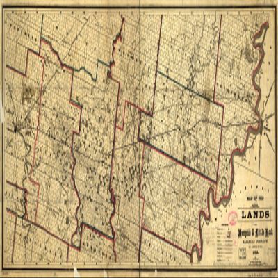 10" x 24" 1878 Map of The Lands of The Memphis & Little Rock Railroad Company