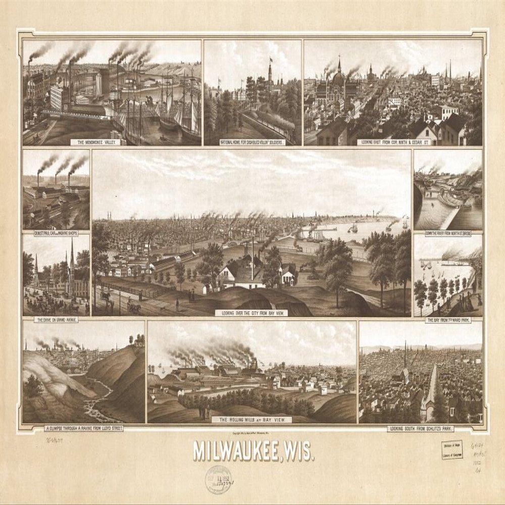 14" x 24" 1882 Map of Milwaukee Wisconsin
