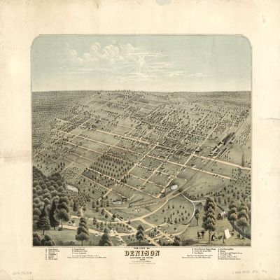 18" x 24" 1876 Map of The City of Denison Grayson County Texas