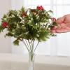 Factory Direct Craft Weather Resistant Artificial Variegated Holly and Berry Bush - Fake Holly for Indoor and Outdoor Christmas Arrangements and Holiday Decorating (18 Inches High) view 3