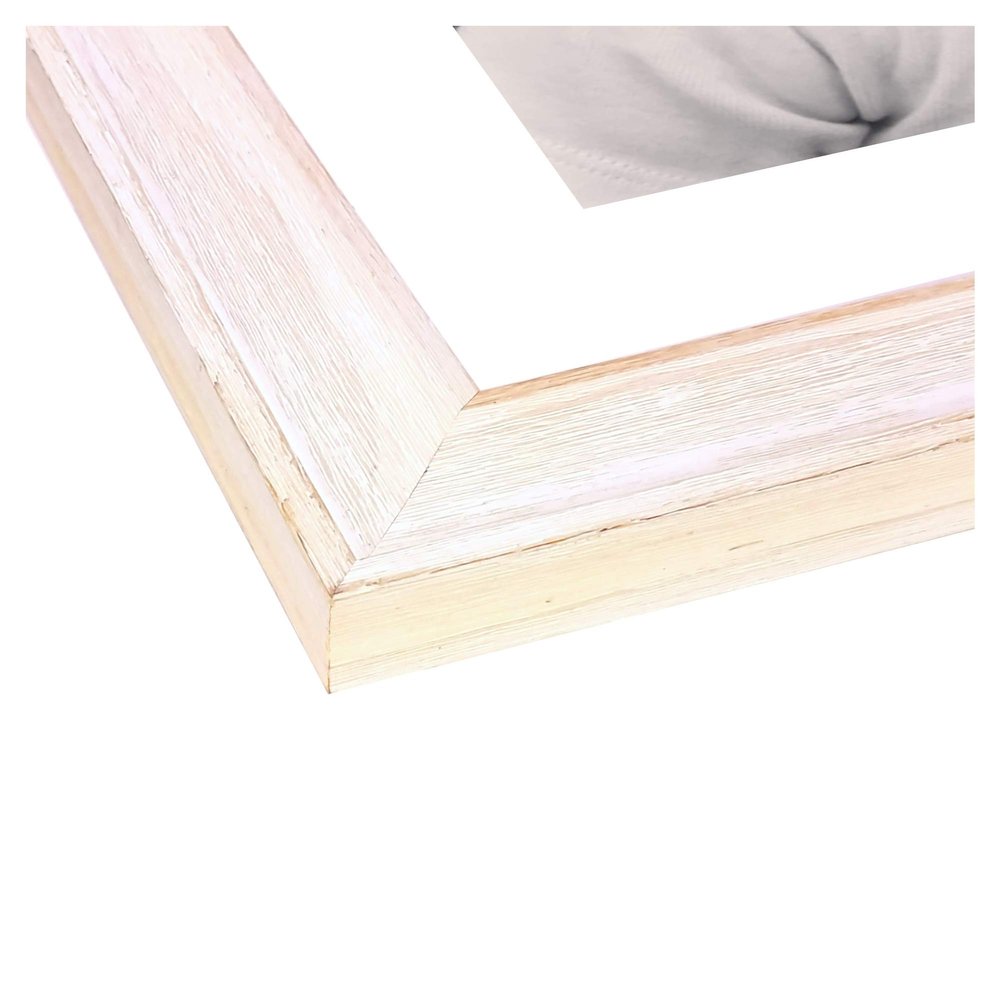 Perfect Cases Rustic White Picture Frame | 8.5x11 Real Wood Frame | Beachwood White 1 1/2" | With White Matboard
