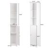 HOBBYN Bathroom Cabinet, One Door & Three Layers Floor Cabinet Storage Organizer Set White view 2