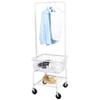 Amazon Basics Rectangular Laundry Hamper Basket Butler Cart with Wheels and Hanging Rack, White view 2
