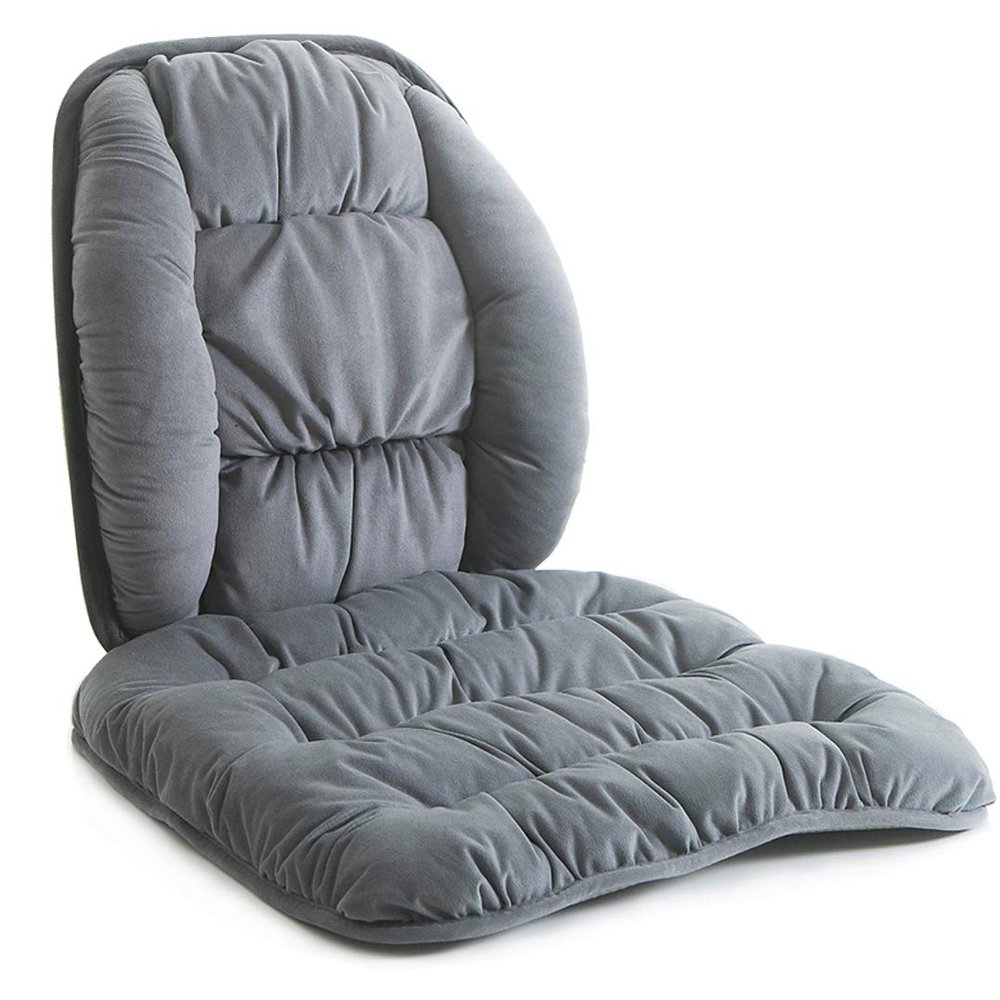 ALIBO Soft and Warm Bottom Chair Cushion Back Lumbar Support Set Non-Slip Velvet Coccyx Sitting Pads Adjustable Low Back Pain Relief Pillow for Adults