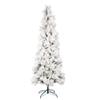 Vickerman 5' x 26" Flocked Atka Pine Pencil Artificial Christmas Tree, Unlit - Snow Covered Faux Tree - Seasonal Indoor Home Decor view 1