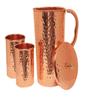 Ukal Handcrafted Copper Jug Tumbler with 2 Glasses Set Drinkware Hammered Finish Ayurveda Health Benefits view 1