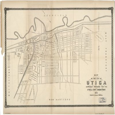 18" x 24" 1875 Map of The City of Utica