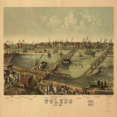14" x 24" 1876 Map of Toledo Ohio