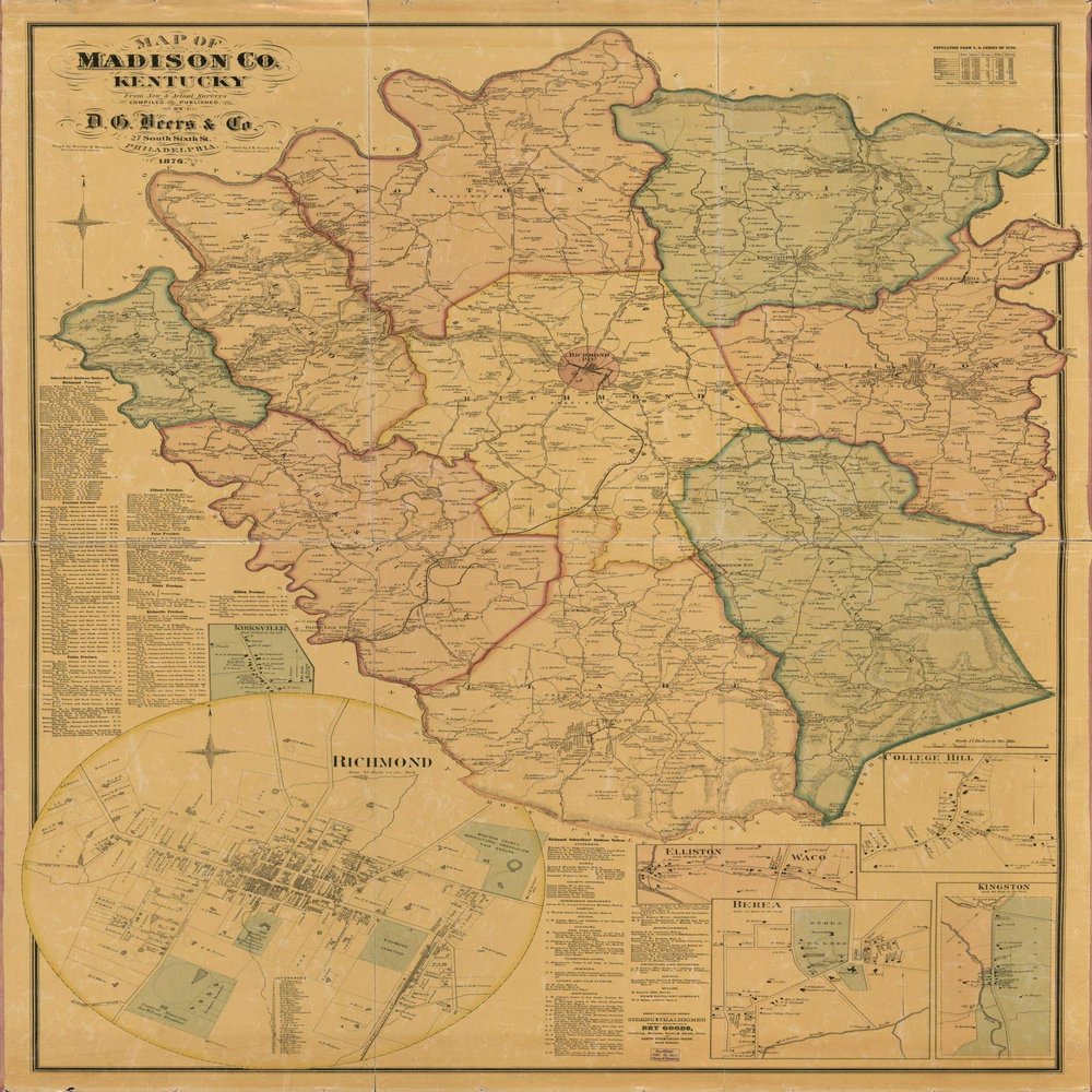 18" x 24" 1876 Map of Madison County Kentucky