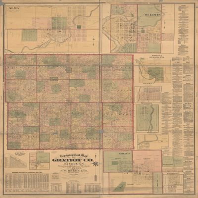 18" x 24" 1876 Topographic Map of Gratiot County Michigan