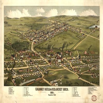 14" x 24" 1881 Map of Calumet Hecla & Red Jacket Michigan