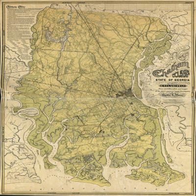18" x 24" 1875 Map of Chatham County State of Georgia