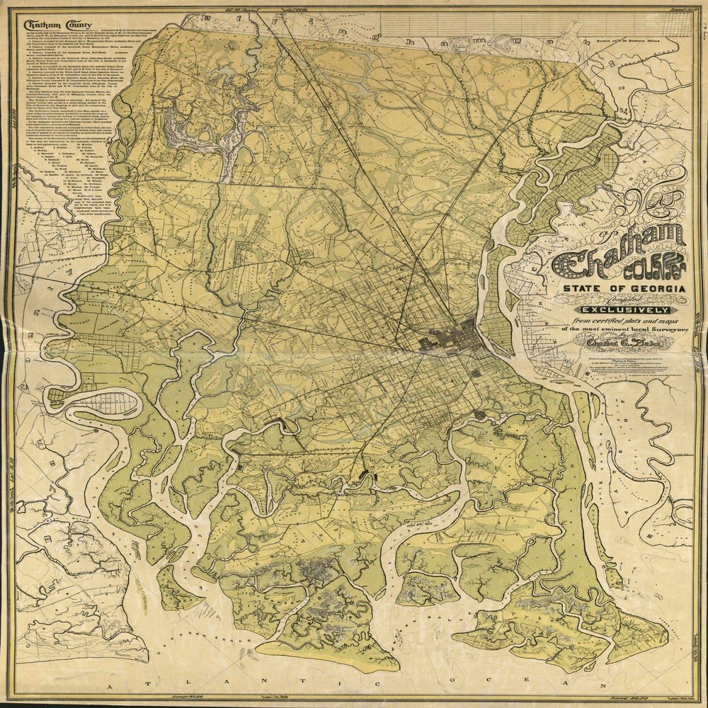 18" x 24" 1875 Map of Chatham County State of Georgia