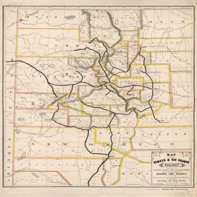 18" x 24" 1881 Map of The Denver & Rio Grande Railway Showing Its Connections & Extensions